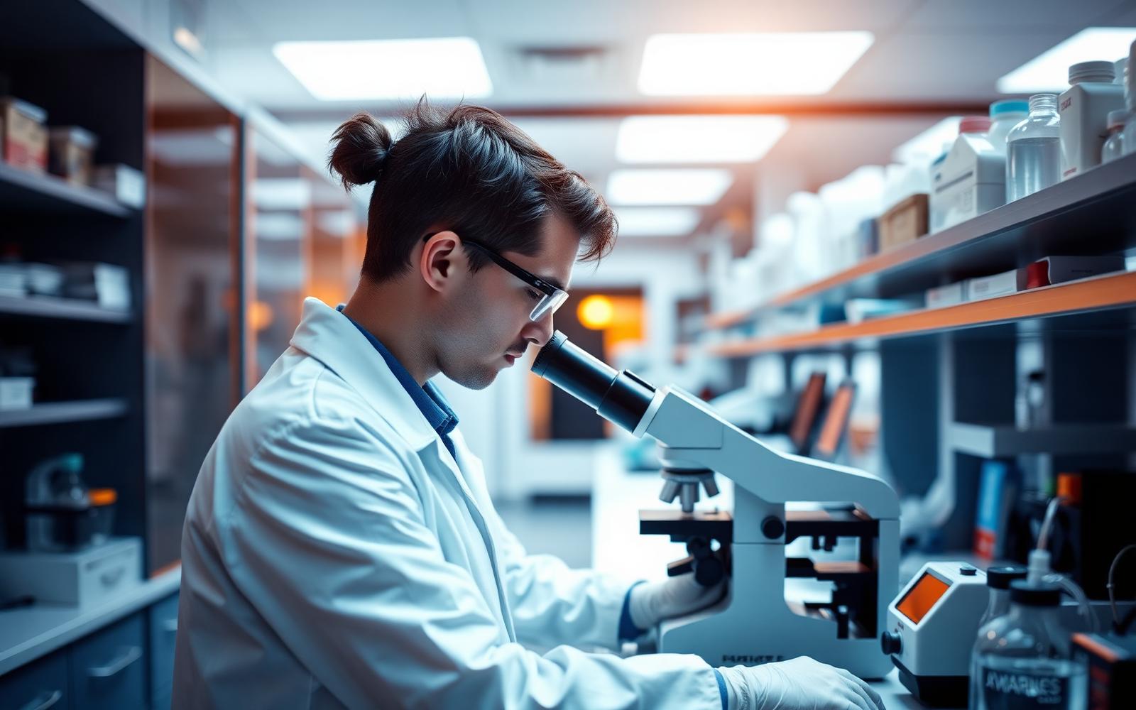 Scientist working in genetics laboratory